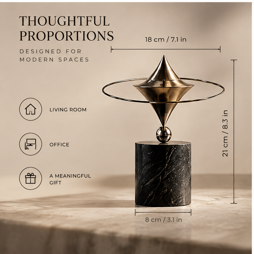 Close-up of the metallic sculpture with supplied material specifications